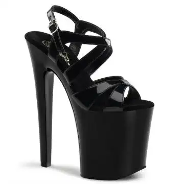 Černé páskové sexy boty na extrémním podpatku XTM872/B/M | XTREME-872 Pleaser