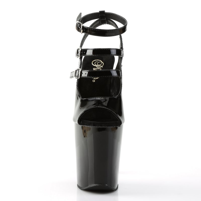 Černé sexy boty na podpatku a platformě XTM-873/B/M | XTREME-873 Pleaser - zepředu
