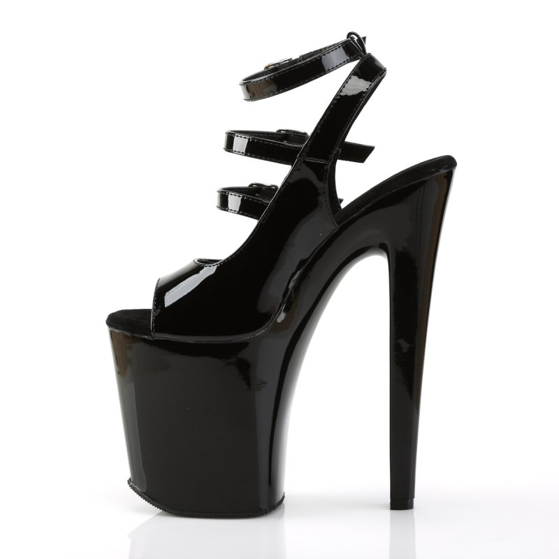 Černé sexy boty na podpatku a platformě XTM-873/B/M | XTREME-873 Pleaser - z vnitřku