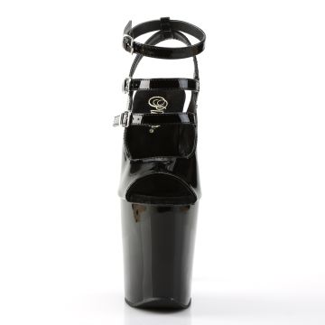 Černé páskové sexy boty na podpatku a platformě XTM873/B/M | XTREME-873 Pleaser - zepředu