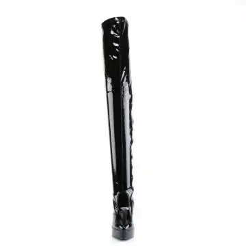 Černé erotické BDSM kozačky IND3000/B | INDULGE-3000 Devious - zepředu