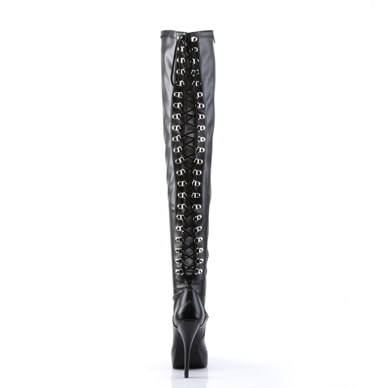 Černé matné dámské kozačky INDULGE-3063/B/PU | INDULGE-3063 Devious - zezadu