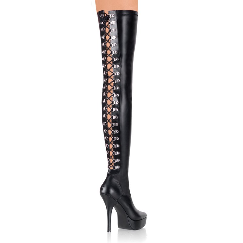 Černé matné dámské kozačky INDULGE-3063/B/PU | INDULGE-3063 Devious