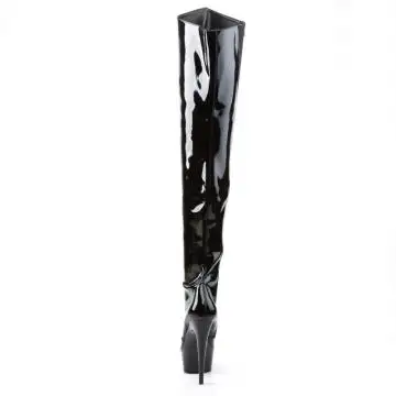 Černé stehenní kozačky DEL3010/B/M Pleaser | DELIGHT-3010 Pleaser - zezadu