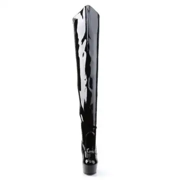 Černé stehenní kozačky DEL3010/B/M Pleaser | DELIGHT-3010 Pleaser - zepředu