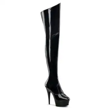 Černé stehenní kozačky DEL3010/B/M Pleaser | DELIGHT-3010 Pleaser