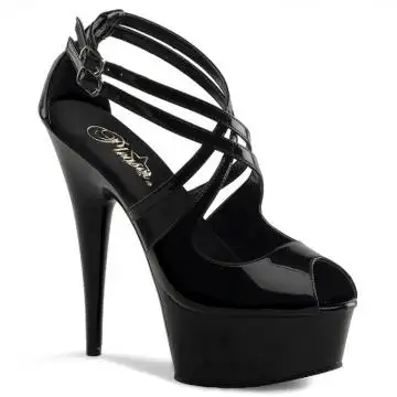 Černé páskové sandály na platformě DEL612/B/M | DELIGHT-612 Pleaser
