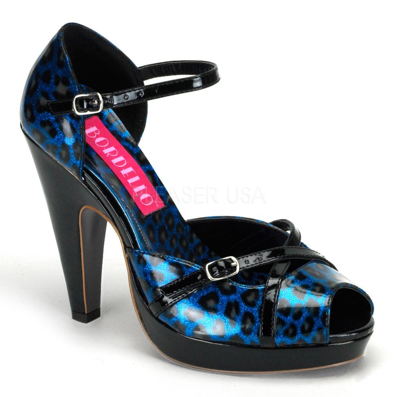 Retro modré lodičky CHEETAH-06G/BLU | CHEETAH-06G Pleaser