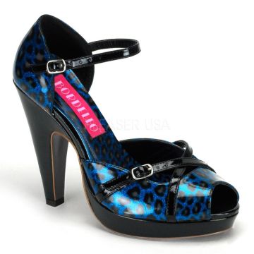 Retro modré lodičky CHEETAH-06G/BLU Pleaser