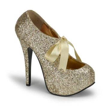 Zlaté dámské lodičky TEE10G/G s glitry | TEEZE-10G Pleaser