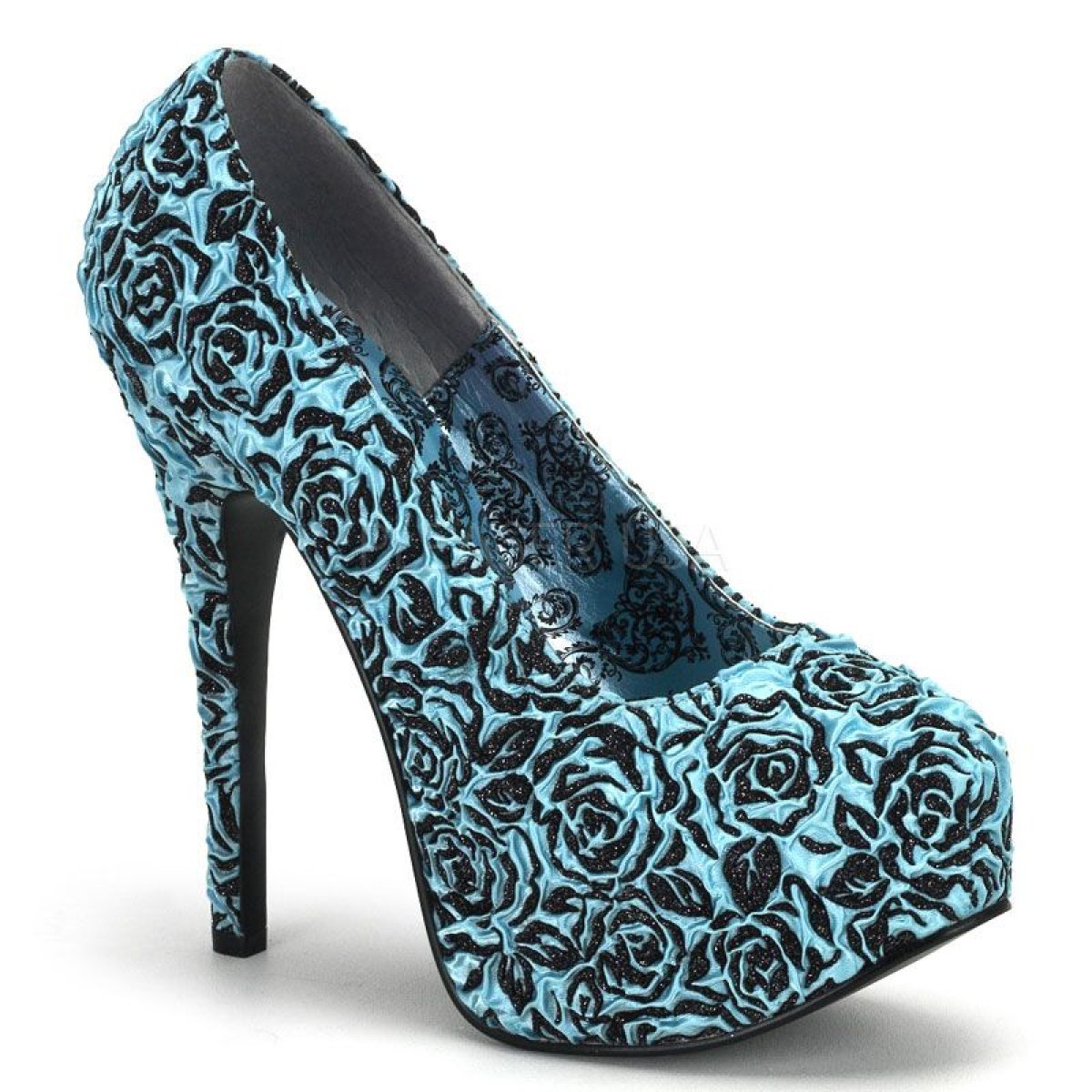 Modré saténové lodičky Pleaser TEEZE-39/BU/SAT | TEEZE-39 Pleaser
