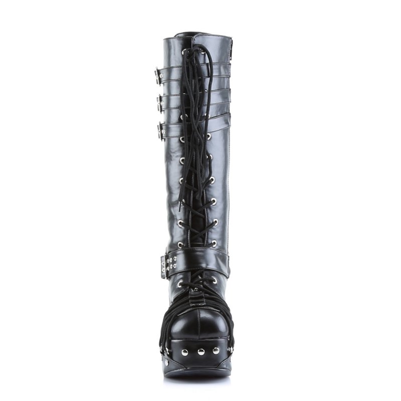 goth kozačky CHARADE-206/B/PU | CHARADE-206 Demoniacult - zepředu