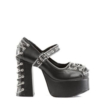 Goth obuv na širokém podpatku CHA25/B/PU výprodej | CHARADE-25 DemoniaCult - z vnějšku