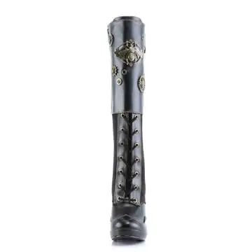 Steampunk dámské kozačky CRYP302/B/PU výprodej | CRYPTO-302 Pleaser - zepředu