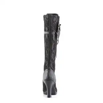 Černé kozačky pod kolena GLAM240/B/PU | GLAM-240 Pleaser - zezadu