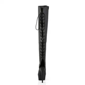 Černé matné sexy kozačky DEL3019/B/PU | DELIGHT-3019 Pleaser - zezadu