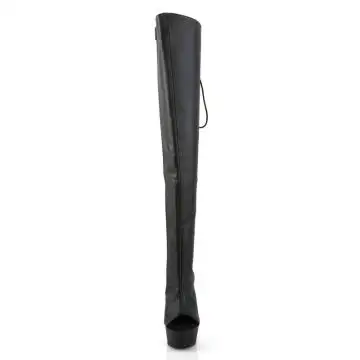 Černé matné sexy kozačky DEL3019/B/PU | DELIGHT-3019 Pleaser - zepředu