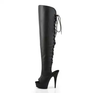 Černé matné sexy kozačky DEL3019/B/PU | DELIGHT-3019 Pleaser - z vnitřku