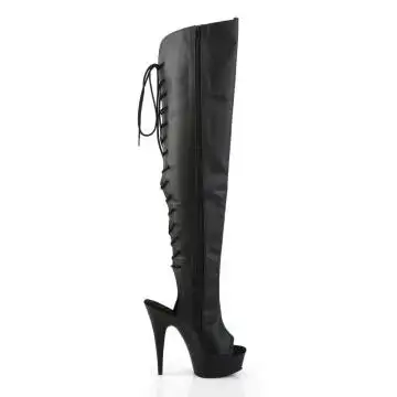 Černé matné sexy kozačky DEL3019/B/PU | DELIGHT-3019 Pleaser - z vnějšku