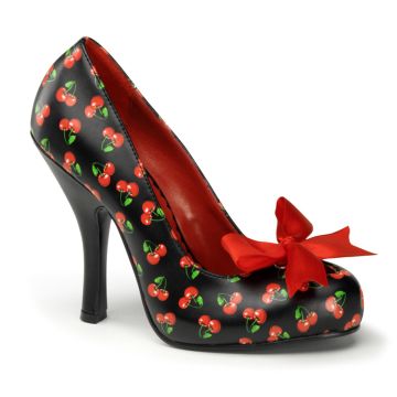 CUTIEPIE-06/B-RPU retro lodičky na podpatku se vzorem třešní Pin Up Couture