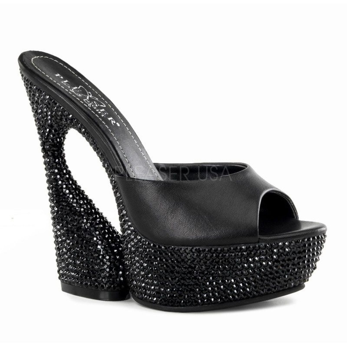 Černé luxusní labutí boty s ozdobnými kameny SWA601DM/BLE | SWAN-601DM Pleaser Day & Night