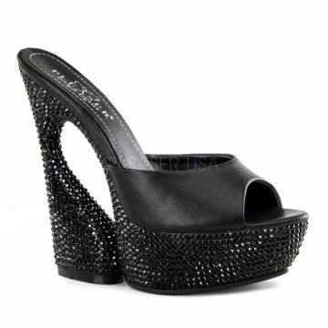 SWAN-601DM | Černé luxusní labutí boty s ozdobnými kameny SWA601DM/BLE Pleaser Day & Night