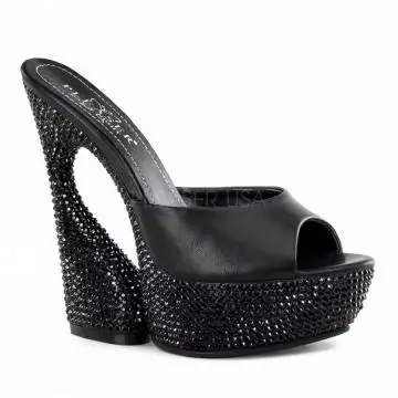Černé luxusní labutí boty s ozdobnými kameny SWA601DM/BLE | SWAN-601DM Pleaser Day & Night