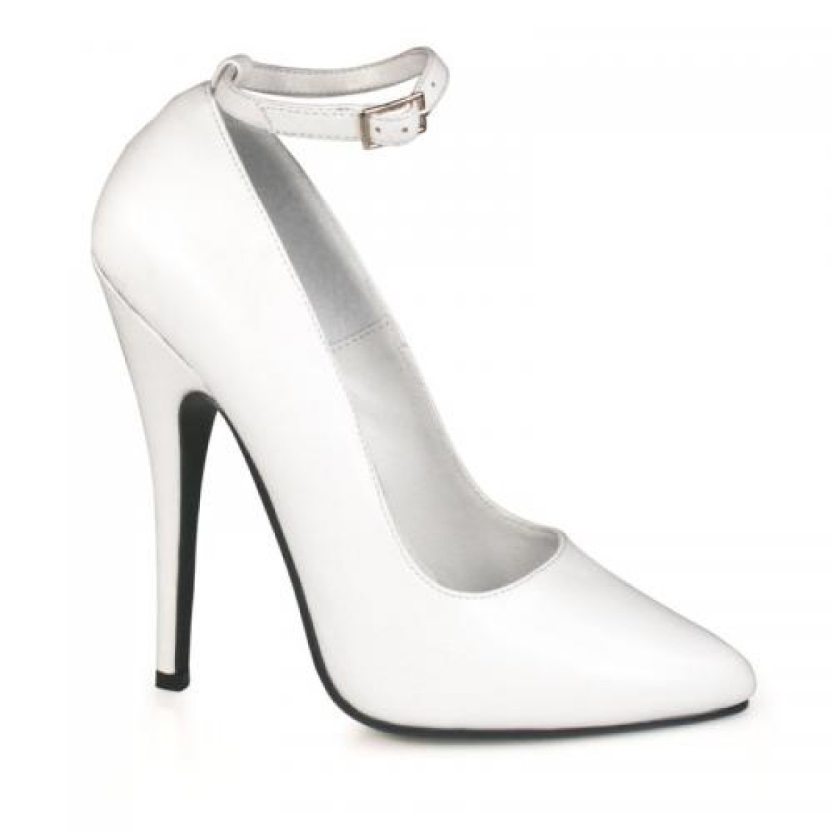 Bílé kožené lodičky na vysokém podpatku DOM431/W/LE | DOMINA-431 Pleaser
