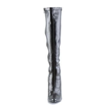 Černé matné erotické kozačky pod kolena DOM2000/B/PU | DOMINA-2000 Devious - zepředu Černé matné erotické kozačky pod kolena DOM2000/B/PU | DOMINA-2000 Devious - zepředu
