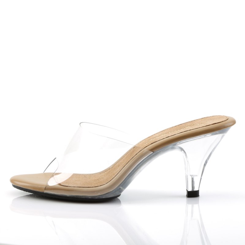 Průhledné pantofle na nízkém podpatku BEL301/CT/C | BELLE-301 Fabulicious - z vnitřku