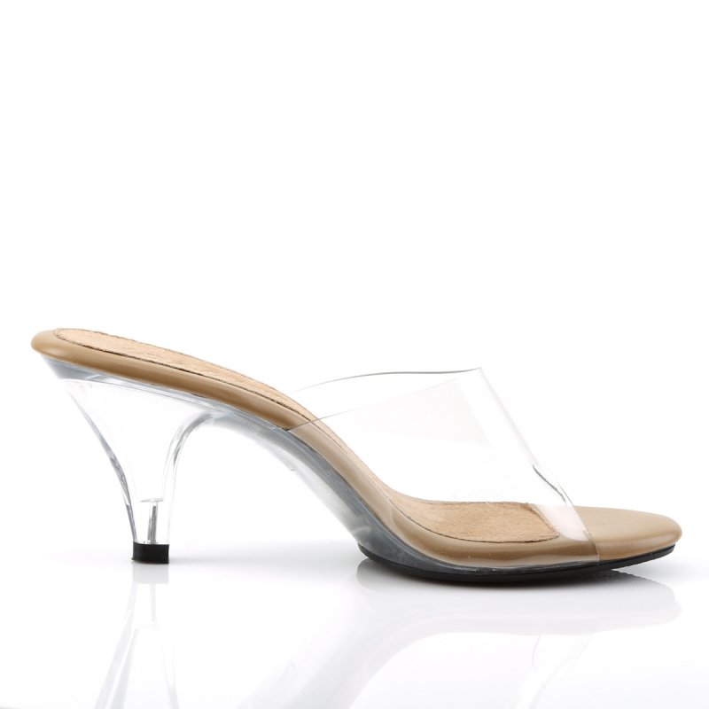 Průhledné pantofle na nízkém podpatku BEL301/CT/C | BELLE-301 Fabulicious - z vnějšku