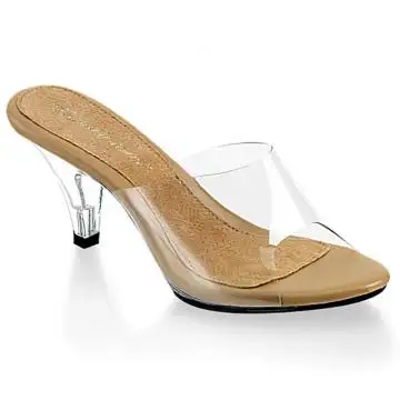 Průhledné pantofle na nízkém podpatku BEL301/CT/C | BELLE-301 Fabulicious