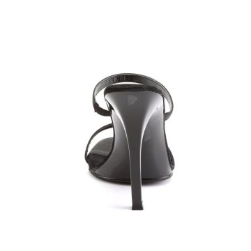 černé páskové pantofle na podpatku GALA-02/B/SAT Fabulicious - zezadu