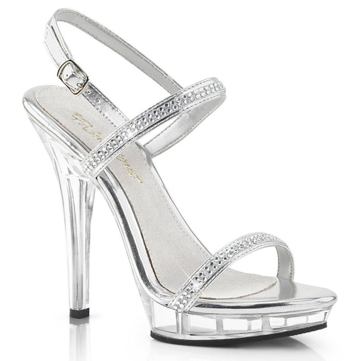 LIP-117/S/RS obuv na podpatku stříbrná/průhledná | LIP-117 Fabulicious