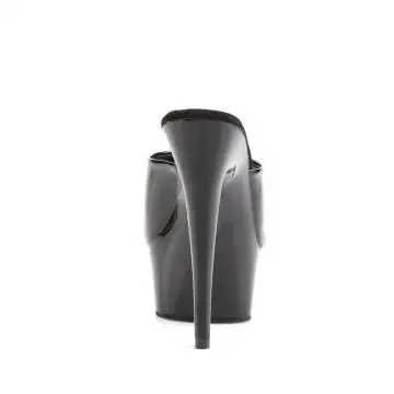 Černé sexy pantofle na podpatku a platformě DEL601/B/M | DELIGHT-601 Pleaser - zezadu