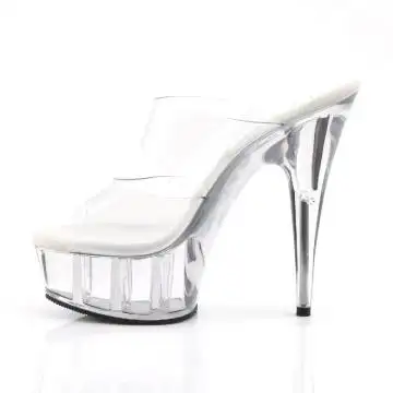 Průhledné sexy pantofle se dvěma pásky DEL602/C/M Pleaser | DELIGHT-602 Pleaser - z vnitřku