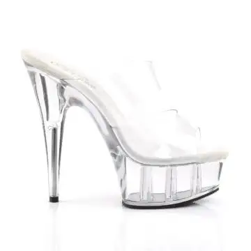 Průhledné sexy pantofle se dvěma pásky DEL602/C/M Pleaser | DELIGHT-602 Pleaser - z vnějšku