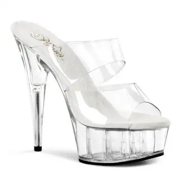 Průhledné sexy pantofle se dvěma pásky DEL602/C/M Pleaser | DELIGHT-602 Pleaser