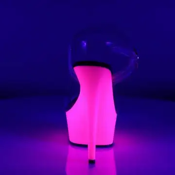 Růžové svítící boty na podpatku DEL608UV/C/NP | DELIGHT-608UV Pleaser - zezadu