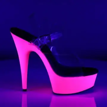 Růžové svítící boty na podpatku DEL608UV/C/NP | DELIGHT-608UV Pleaser - z vnějšku