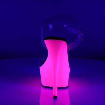 Růžové svítící boty na podpatku DEL608UV/C/NP | DELIGHT-608UV Pleaser - zezadu