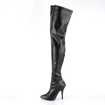 Černé matné erotické kozačky SED3000/B/PU | SEDUCE-3000 Pleaser - z vnitřku
