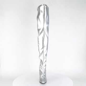 Stříbrné sexy kozačky SED3000/S/PU | SEDUCE-3000 Pleaser - zepředu