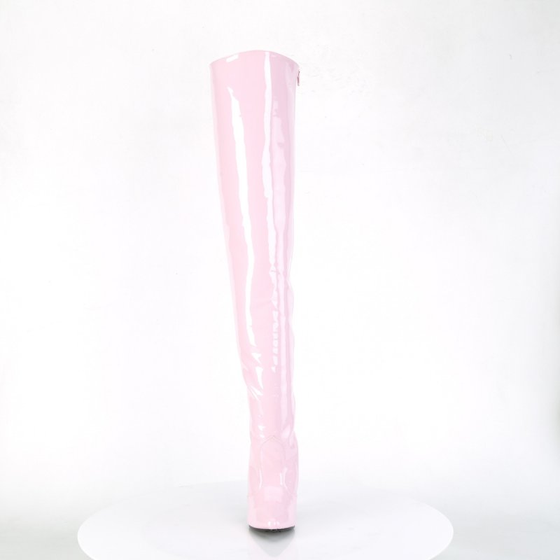 Růžové erotické kozačky SED3010/BP | SEDUCE-3010 Pleaser - zepředu