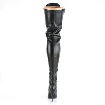 Černé matné erotické kozačky na stehna SED3024/B/PU | SEDUCE-3024 Pleaser - zezadu