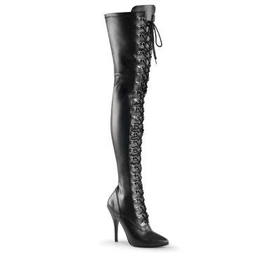 SEDUCE-3024 | Černé matné erotické kozačky na stehna SED3024/B/PU Pleaser