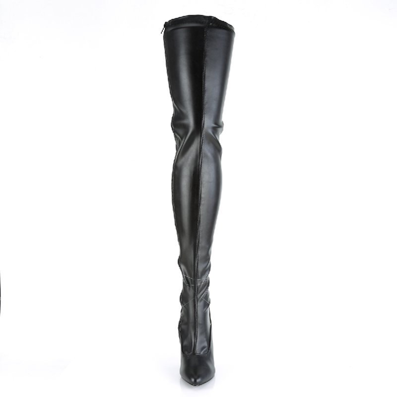Černé matné vysoké erotické kozačky SEDUCE-3063/B/PU | SEDUCE-3063 Pleaser - zepředu