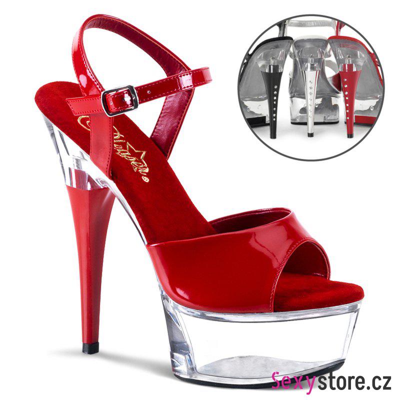CAPTIVA-609/R/C sexy boty na podpatku červená/průhledná 