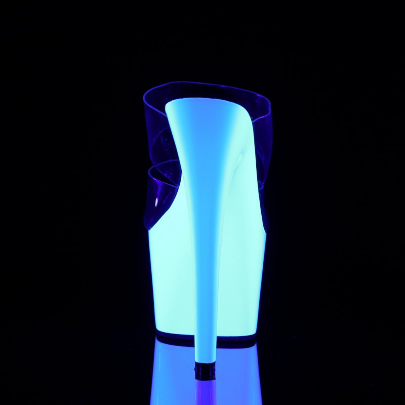 Svítící boty bílá/černá ADORE-702UV | ADORE-702UV Pleaser - zezadu