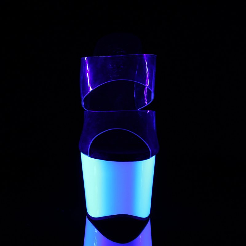Svítící boty bílá/černá ADORE-702UV | ADORE-702UV Pleaser - zepředu